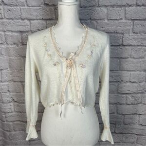 Vintage Jonquil by Diane Samandi Neiman Marcus Bed-jacket 100% Cotton Sz S